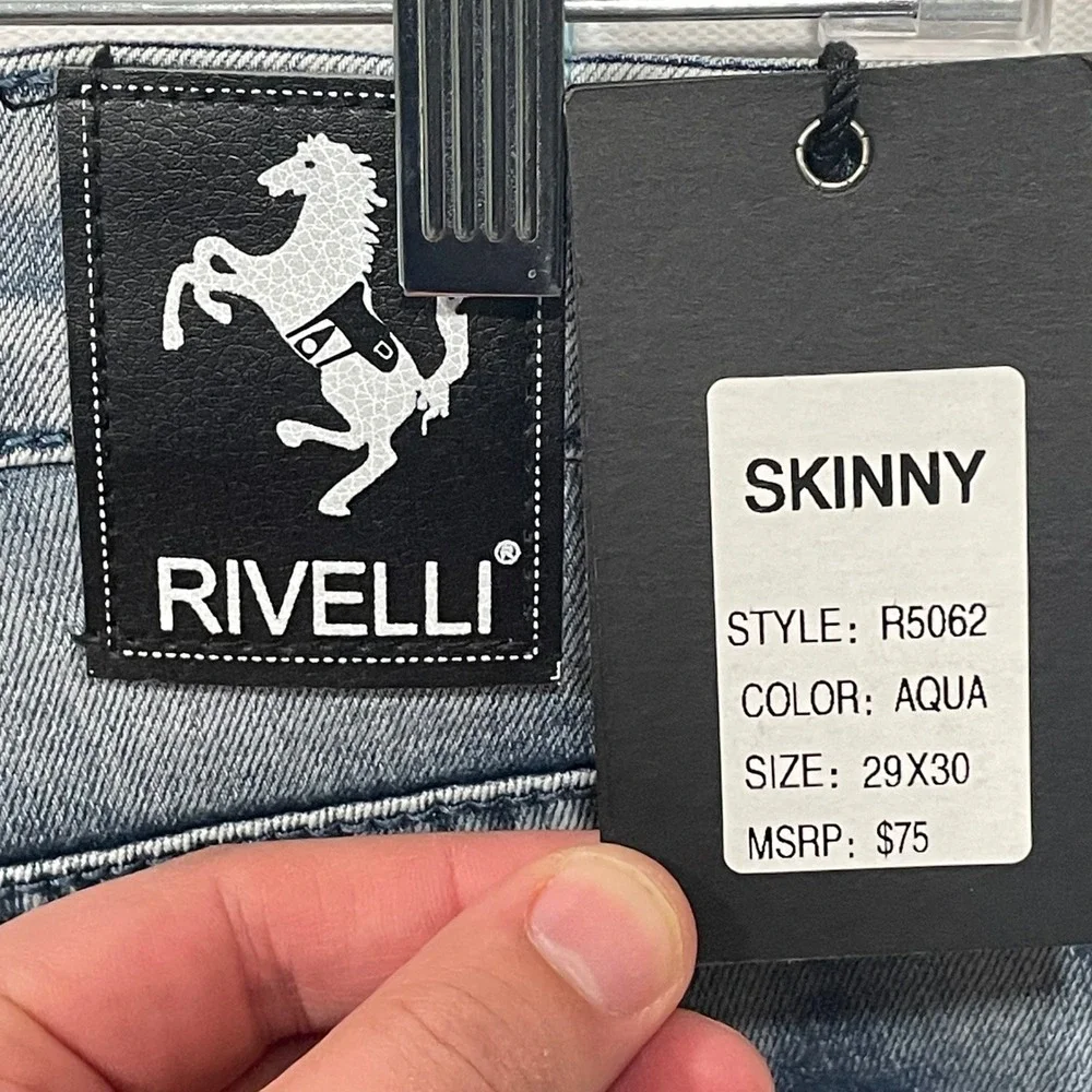 RIVELLI Mens Skinny Fit Aqua Wash Jeans Pants Size 29x30 Style R5062‎